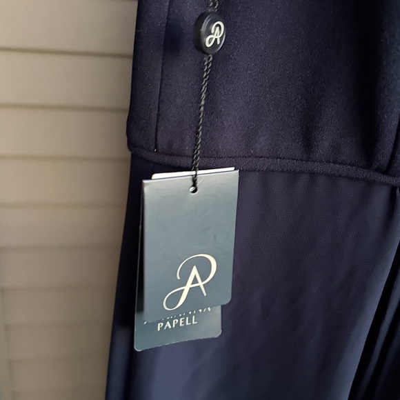 🆕 Adrianna Papell Midnight Crepe Chiffon Gown Elegant Formal Maxi Dress Size 8 - Picture 13 of 16